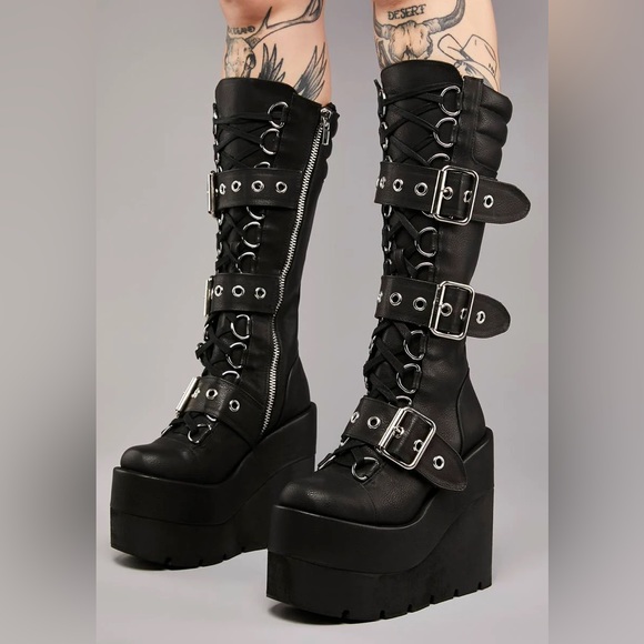 Dolls Kill Platform Buckle Boots - Picture 1 of 2